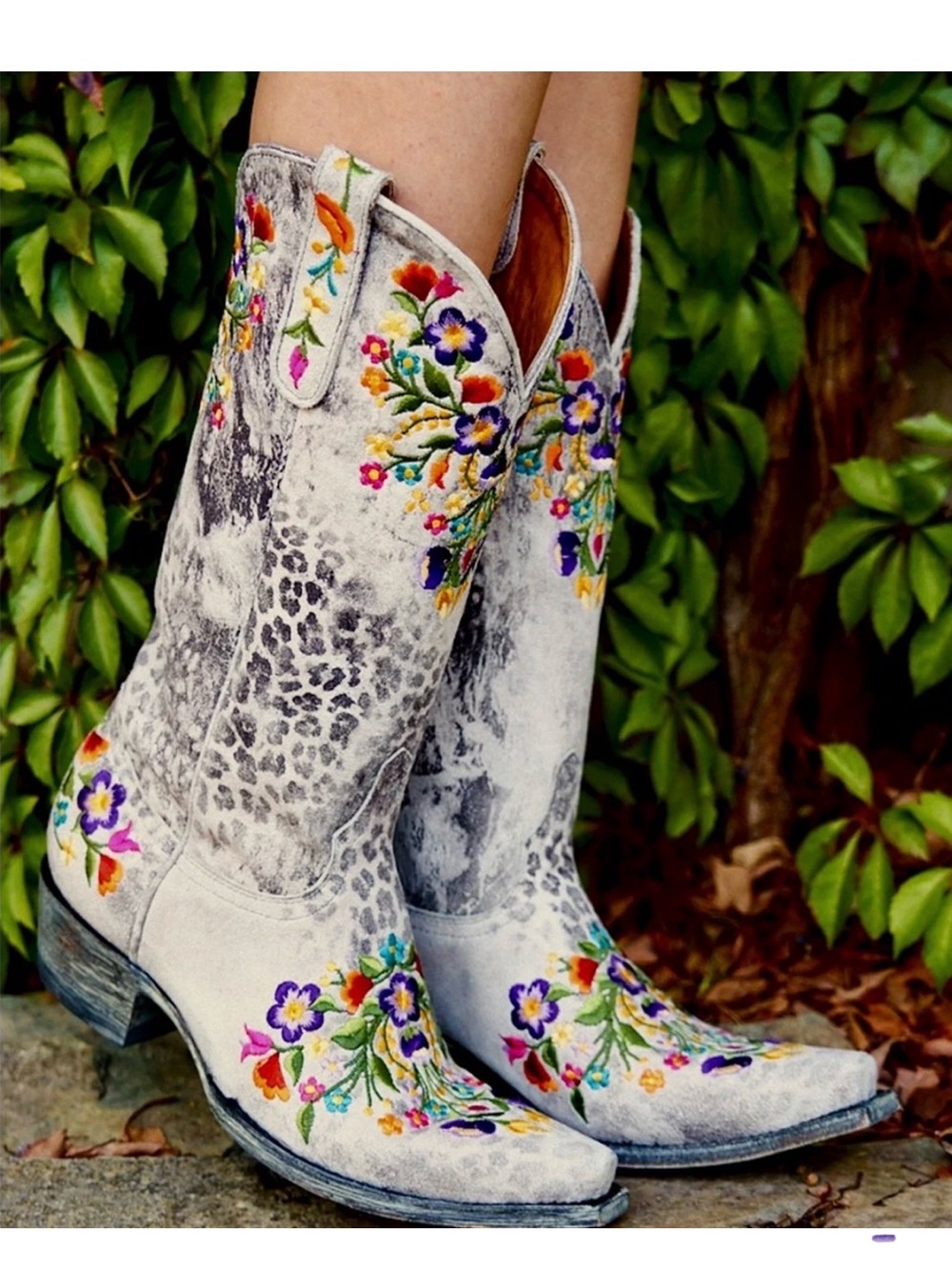Old Gringo Gray Embroidered Sora  Floral Women’s Cowboy Boots